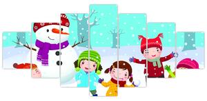 Obraz detí na snehu (Obraz 210x100cm)