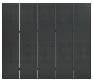 Paraván s 5 panelmi, antracitový 200x180 cm oceľ