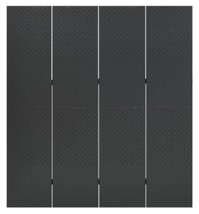 Paraván so 4 panelmi, antracitová 160x180 cm oceľ