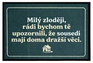 Mercury Flooring, Rohožka Milý zlodej 40x60 cm - na von aj na doma, 40x60, zelená