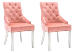 Jedálenské stoličky 2 ks ružové zamatové