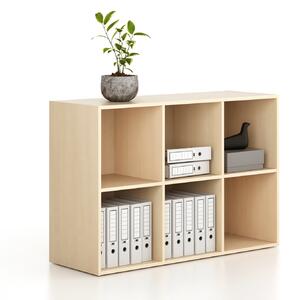 Regál FRAME, nízky, 3 stĺpce, 881 x 1299 x 450 mm, breza