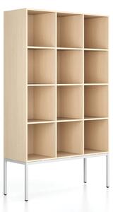 Regál FRAME, s bielou podnožou, 1299 x 450 x 2185 mm, breza