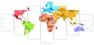 Obraz - farebná mapa sveta (Obraz 210x100cm)