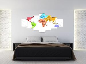 Obraz - farebná mapa sveta (Obraz 210x100cm)