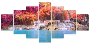 Obraz vodopádu a farebné prírody (Obraz 210x100cm)