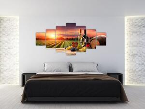 Obraz - víno a vinice pri západe slnka (Obraz 210x100cm)