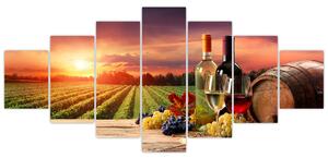 Obraz - víno a vinice pri západe slnka (Obraz 210x100cm)