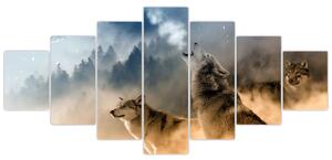 Obraz - vyjící vlci (Obraz 210x100cm)