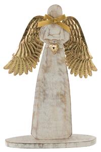 Drevený anjel zo zlatými kriedly - 28*38*2cm