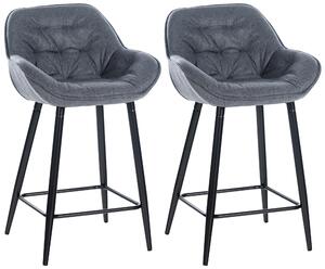 Barová stolička Gibson (SET 2 ks) ~ látka, kovové nohy čierne - Sivá