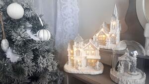 Biely svietiace vianočné domček - 12 * 16 * 21cm