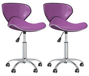 Otočné jedálenské stoličky 2 ks fialové umelá koža