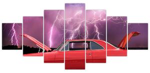 Obraz červeného auta (Obraz 210x100cm)