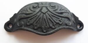 Čierna liatinová úchytka so zdobením - 11 * 2,5 * 4,5 cm