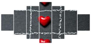 Šachovnica s červenými srdci (Obraz 210x100cm)