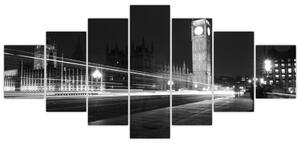 Čiernobiely obraz Londýna - Big ben (Obraz 210x100cm)