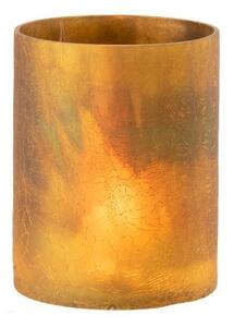 Okrový sklenený svietnik s popraskaním - Ø 12*15 cm