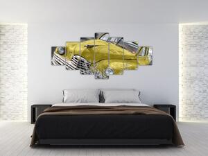 Obraz žltého autá na lúke (Obraz 210x100cm)