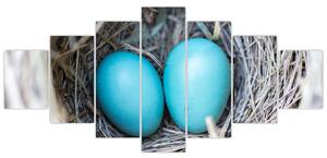 Obraz modrých vajíčok v hniezde (Obraz 210x100cm)