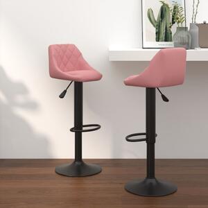 Barové stoličky 2 ks ružové zamatové