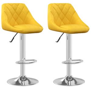 Barové stoličky 2 ks horčicovo-žlté zamatové