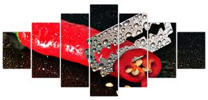 Obraz papriky s žiletkou (Obraz 210x100cm)