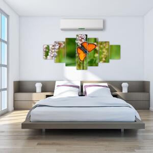 Moderný obraz motýľa na lúke (Obraz 210x100cm)