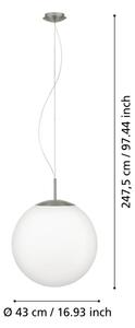 Eglo 63271 - Závesný luster na lanku PIEDALE 1xE27/60W/230V priemer 43 cm matný chróm