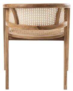 Hnedá drevená stolička Ani Teak s bambusovým výpletom - 59 * 59 * 73cm