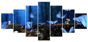 Obraz - modrí motýle (Obraz 210x100cm)