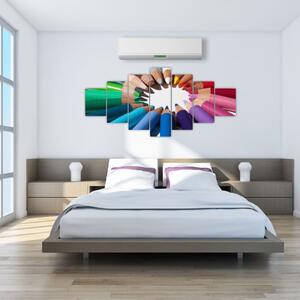 Obraz - kruh z farebných pasteliek (Obraz 210x100cm)