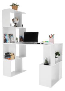 KONDELA PC stôl s regálom, biela, FLOKI NEW