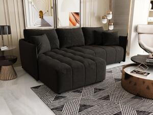 Rohová sedacia súprava VELVETA - tmavo šedá, ľavý roh