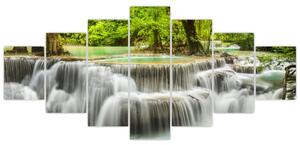 Obraz lesných vodopádov (Obraz 210x100cm)