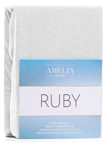 Biela elastická plachta na dvojlôžko AmeliaHome Ruby Siesta, 200-220 x 200 cm