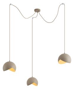 Dizajnová závesná lampa béžová s opálovým sklom 3-svetelná - Tulip