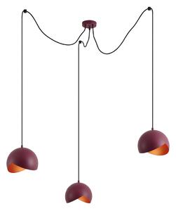 Dizajnová červená závesná lampa s opálovým sklom 3-svetelná - Tulip