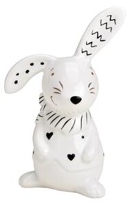 Keramický zajac BUNNY FRONT 12 cm biely
