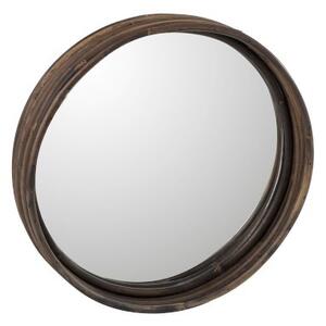 Hnedé okrúhle ratanové zrcadlo- Ø30 * 5cm