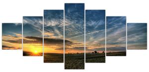 Západ slnka na poli - moderný obraz (Obraz 210x100cm)