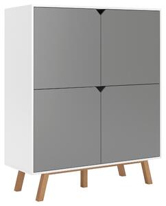 VYSOKÁ KOMODA, buk, sivá, biela, 120/140/42 cm MID.YOU - Online Only drobný nábytok, Online Only
