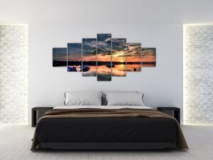 Západ slnka v prístave - obraz na stenu (Obraz 210x100cm)