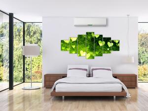Zelená srdiečka - obraz do bytu (Obraz 210x100cm)