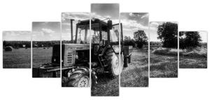 Čiernobiely obraz traktora (Obraz 210x100cm)