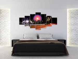 Nočné kolotoče - moderný obraz (Obraz 210x100cm)