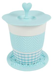 Porcelánový hrnček AQUELLE so silikónovými doplnkami 280 ml, modrý