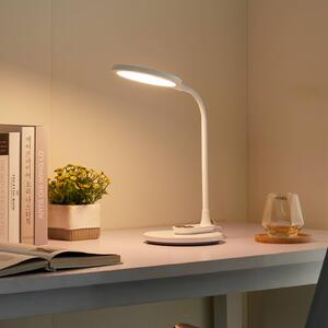 Stolná LED lampa Lindby Valtaria, biela, stmievateľná, Biela / opálová, Pracovňa / Kancelária, Plast, Moderný, Stolová lampa