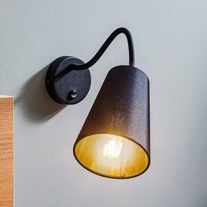 Nástenné svetlo Wire, čierne/zlaté, Čierna, Obývacia izba / jedáleň, Textil / látka / hodváb, Moderný, Nástenné svietidlo