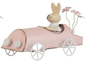 Retro dekorácie králiček v ružovom aute - 17 * 7,5 * 9,5cm